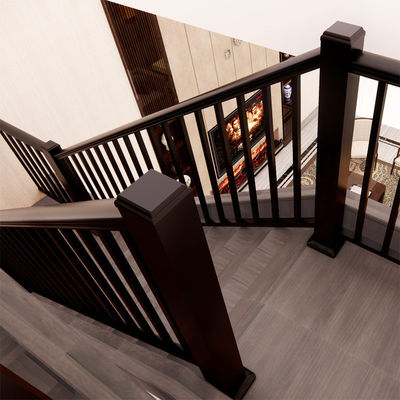 Barrière d'escalier en bois montée sur le mur pour balcon en acier de conception moderne et barrière en aluminium