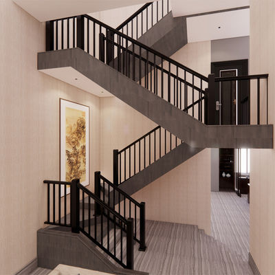 Barrière d'escalier en bois montée sur le mur pour balcon en acier de conception moderne et barrière en aluminium