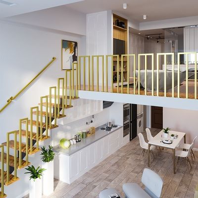 Manche en acier inoxydable pour décoration d'escalier intérieur pour fixation de murs dans un appartement