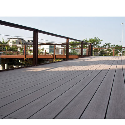 Plancher extérieur en bois-plastique avec laminage des deux côtés et en plastique PP