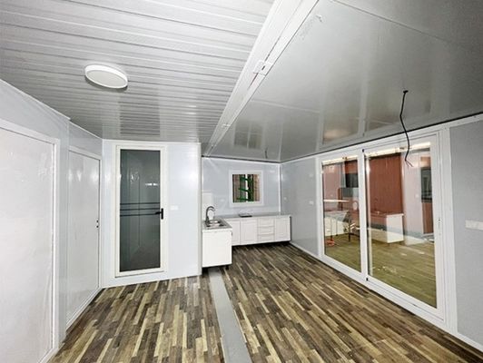 Container pliable élargi 20 pieds / 40 pieds 2 chambres à coucher Villa préfabriquée avec couleur personnalisée