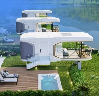 Maison de ferme mobile de design en acier modulaire portable de luxe maison en capsule
