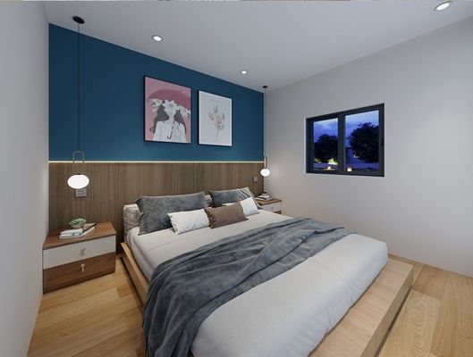 Maison préfabriquée en capsule spatiale commerciale avec un style de design postmoderne