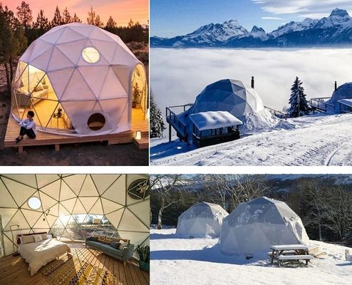 Maison de ferme extérieure rond Glamping Dome Tente avec couleur personnalisée Maison de luxe salle de bain